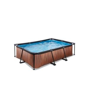 Bazen EXIT Wood 220x150x65cm s filtrirno črpalko - rjav