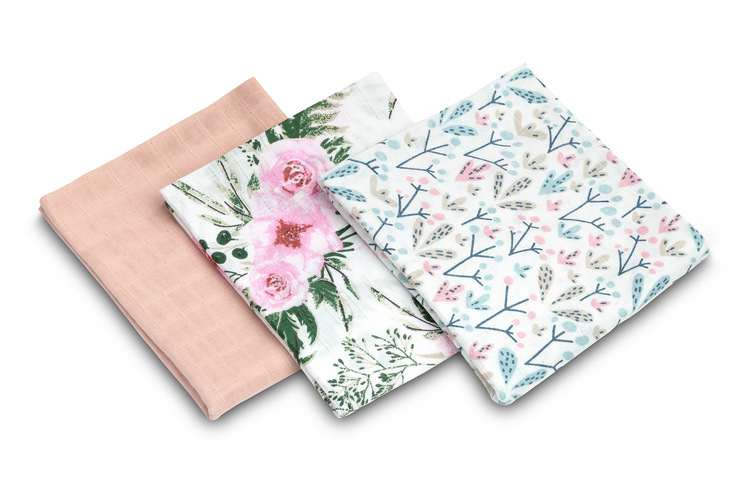 Muslin plenica 3-pack – rožnato