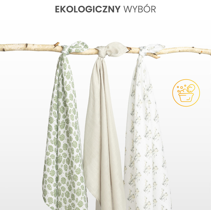 Bamboo Plenice 3-Pack Dino Zelene 70X80
