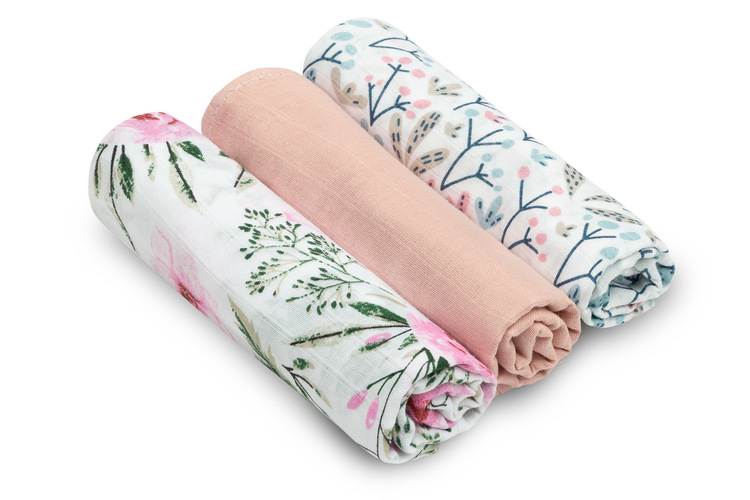 Muslin plenica 3-pack – rožnato
