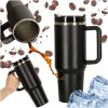 Termo vrč s slamico in ročajem termoska 1200ml črna