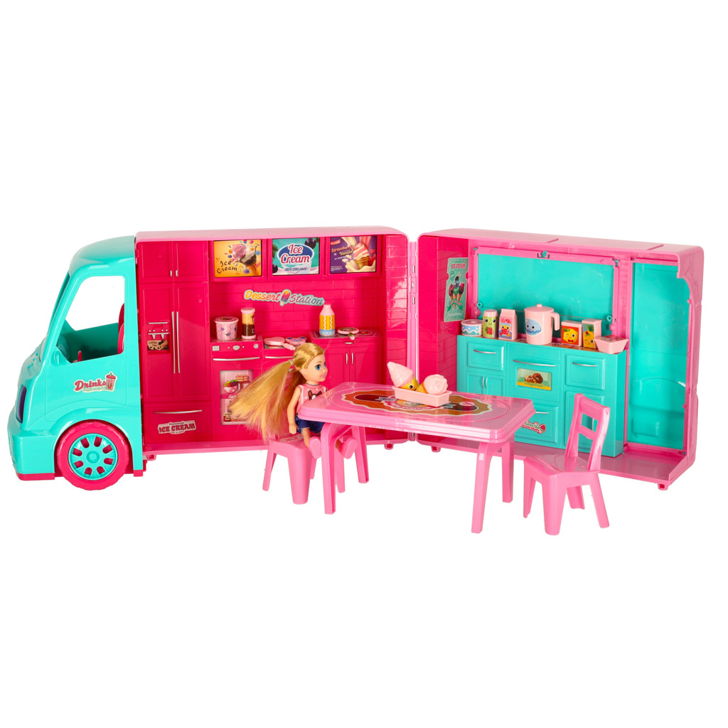 Doll camper food truck set 21 el.