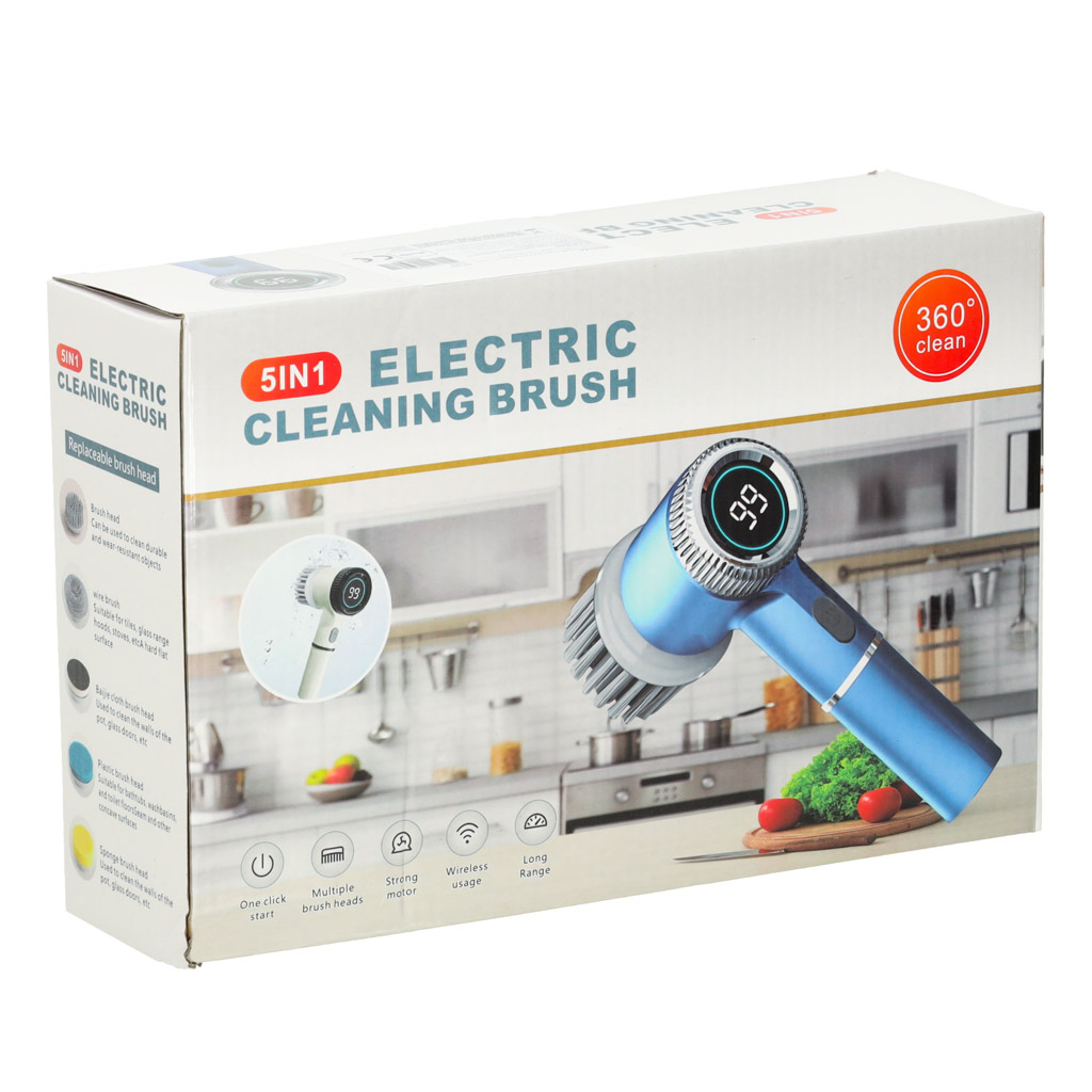 Električna čistilna krtača 5v1 za kopalnico, talno fugirno maso, bazen LED