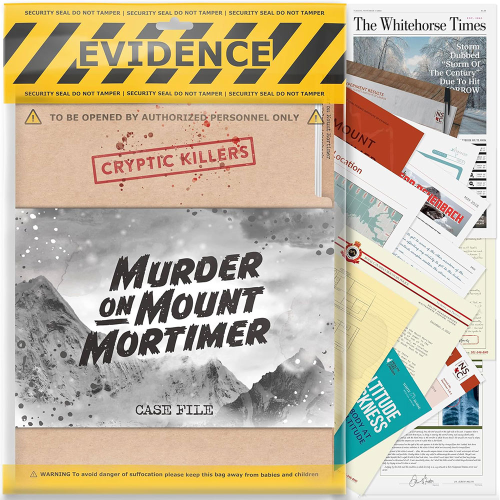 Detektivska igra - Murder on Mount Mortimer - Cryptic Killers T4