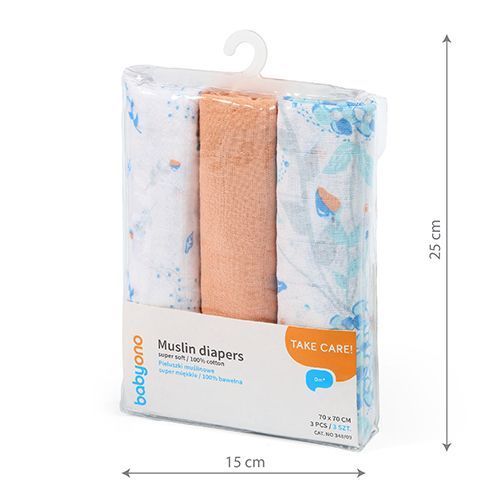 348/09 Muslin Plenice Oranžne 3 Kosi