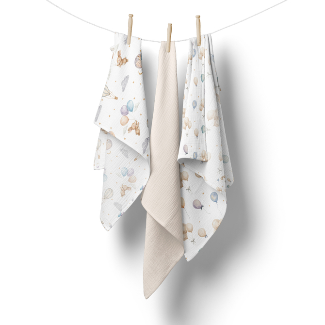 Muslin Plenice 70X70 3-Paket Bež Bl300