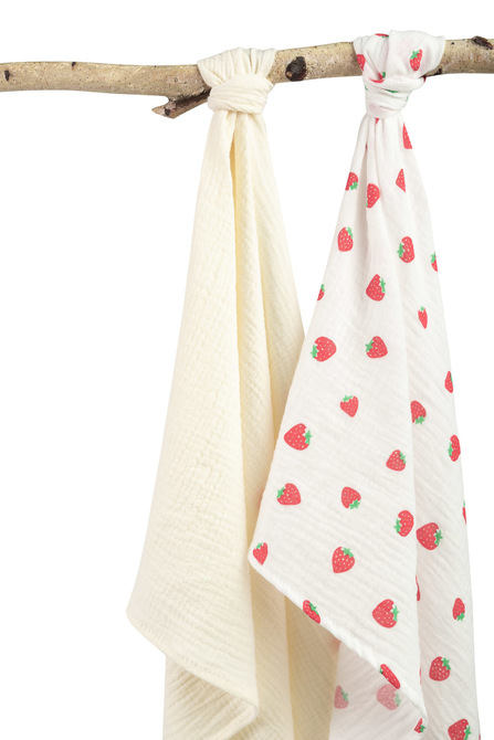 Plenica Zmečkani Muslin 60X75 2-Pack Jagodna Krema